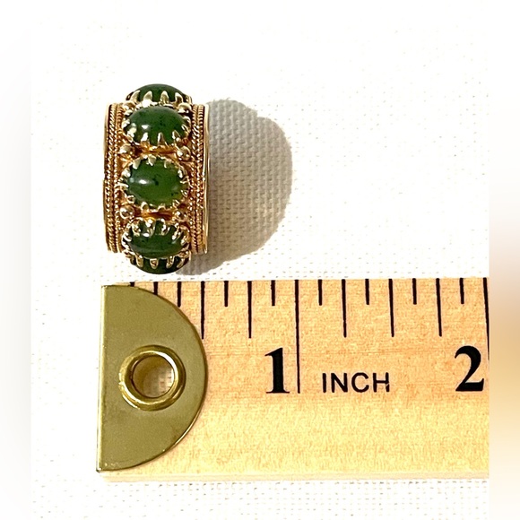 Antique Jade 14K Gold Milgrain Textured Wide Band Eternity Ring 11.08 Grams - Picture 13 of 16